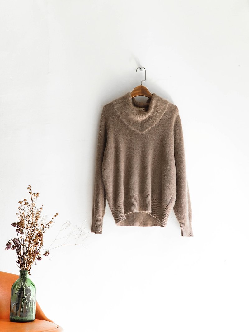 River Water Hill - Niigata Chocolate Dessert Afternoon Time Antique Angela Rabbit Trousers Sweater Sweater angola rabbit hair vintage oversize - Women's Sweaters - Wool Khaki