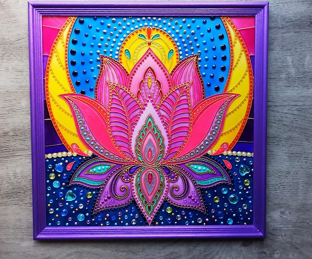 Mandala Wood Wall Art Lotus Flower Artwork 