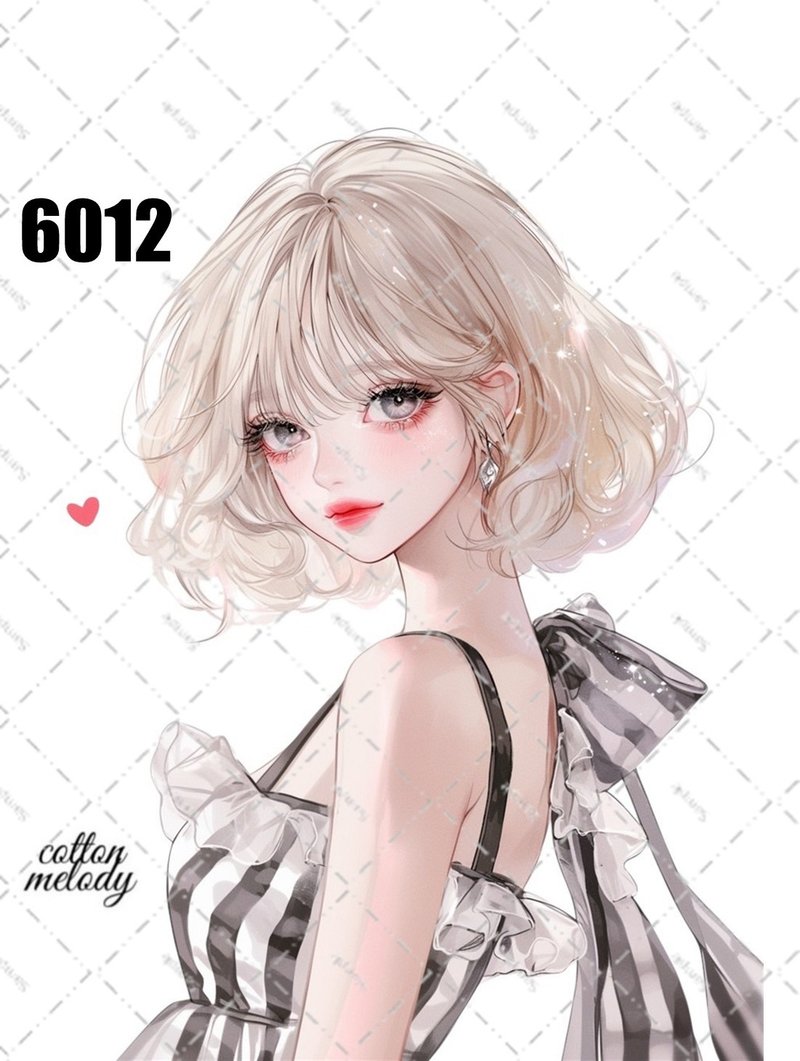 original sticker no.6012 人物ステッカー オリジナルステッカー 人物ステッカー 女の子ステッカー オリジナル人物ステッカー - 貼紙 - 紙 