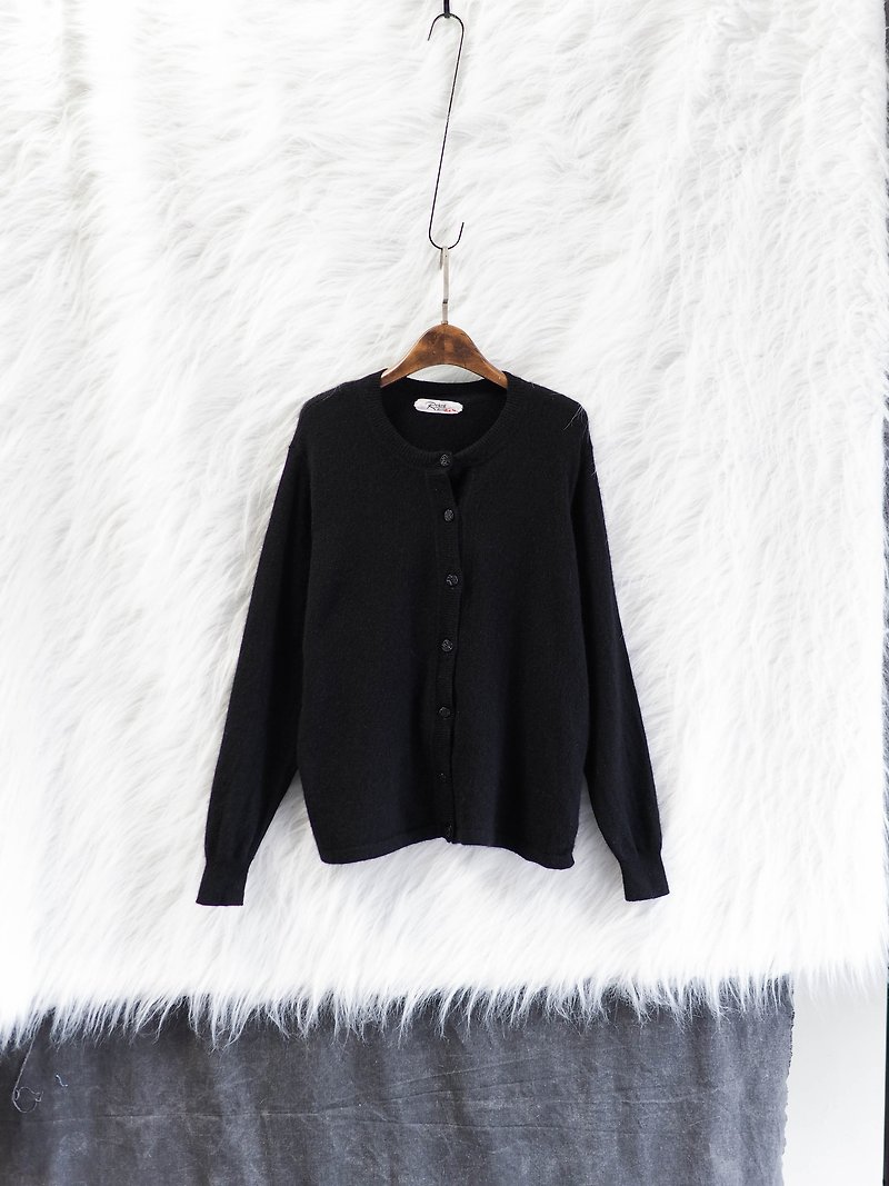 Ink black barley winter log time reclamation antique cashmere cashmere sweater coat cashmere - เสื้อแจ็คเก็ต - ขนแกะ สีดำ