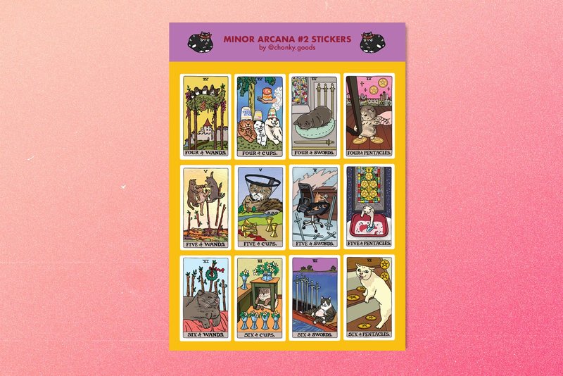 Sticker Sheets - Minor Arcana #2 Tarot Cat Meme - 貼紙 - 塑膠 