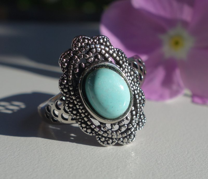 Ring Natural Old Turquoise Ring 2.75g Turquoise Old Beads Antique Art - General Rings - Jade Green
