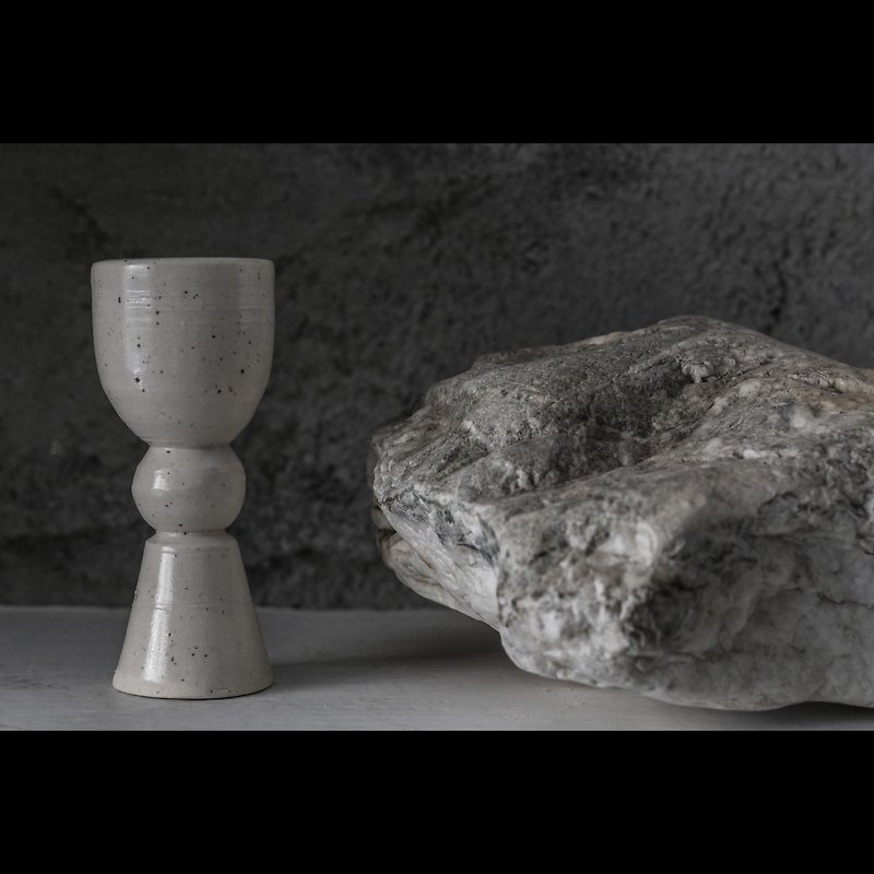 . Spotted White Pottery Goblet/Ornament - แก้วไวน์ - ดินเผา 