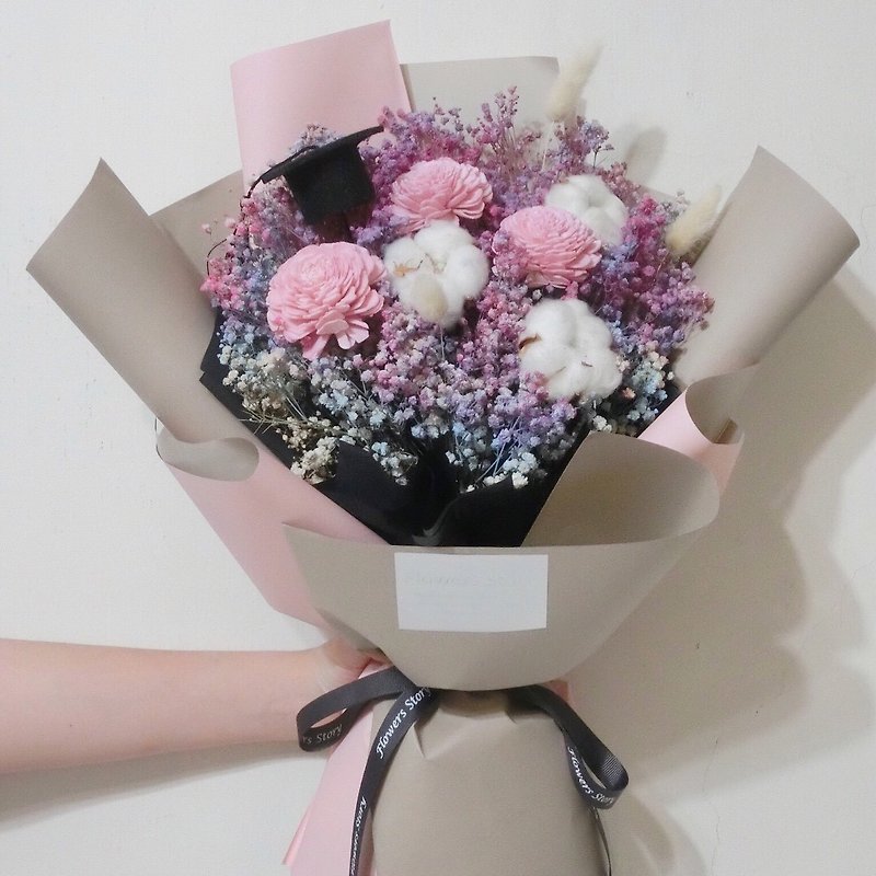 Graduation Limit - Blessing Bouquet - Pink Series 40cm - Limited Mail - 6/21 Before the Order is Full - ช่อดอกไม้แห้ง - พืช/ดอกไม้ สึชมพู