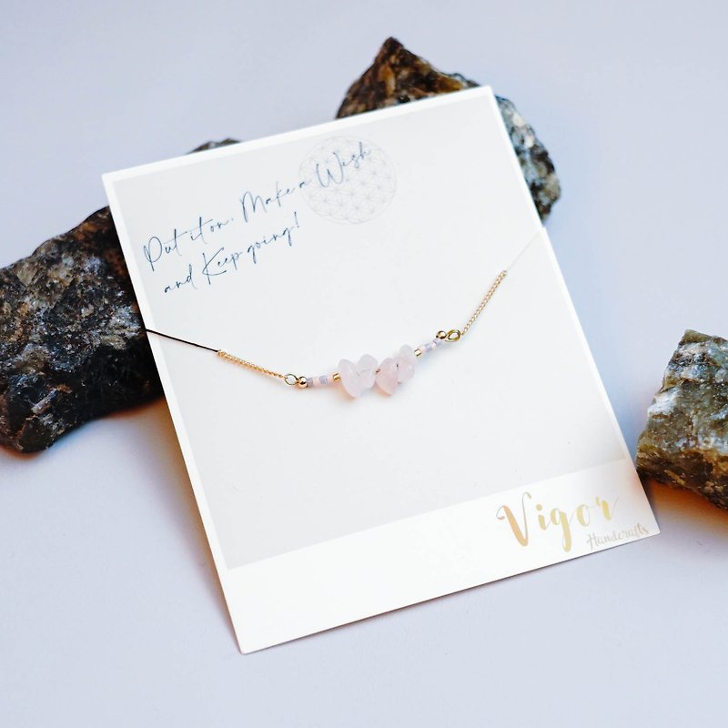 [Pink Crystal Rice Beads] Natural Stone Crystal Bracelet - Bracelets - Crystal 