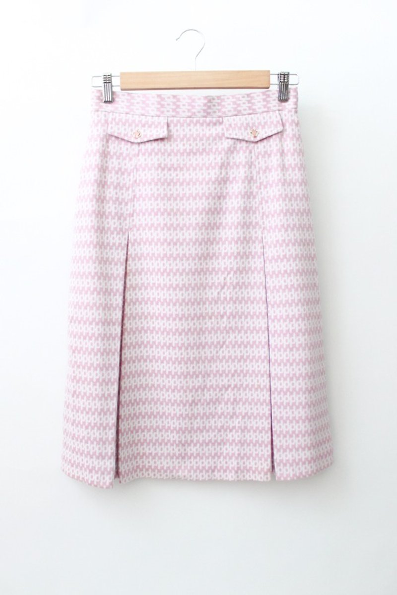 【RE0817SK153]昭和初期の秋の風ヴィンテージピンクのプリントドレス - スカート - ポリエステル ピンク