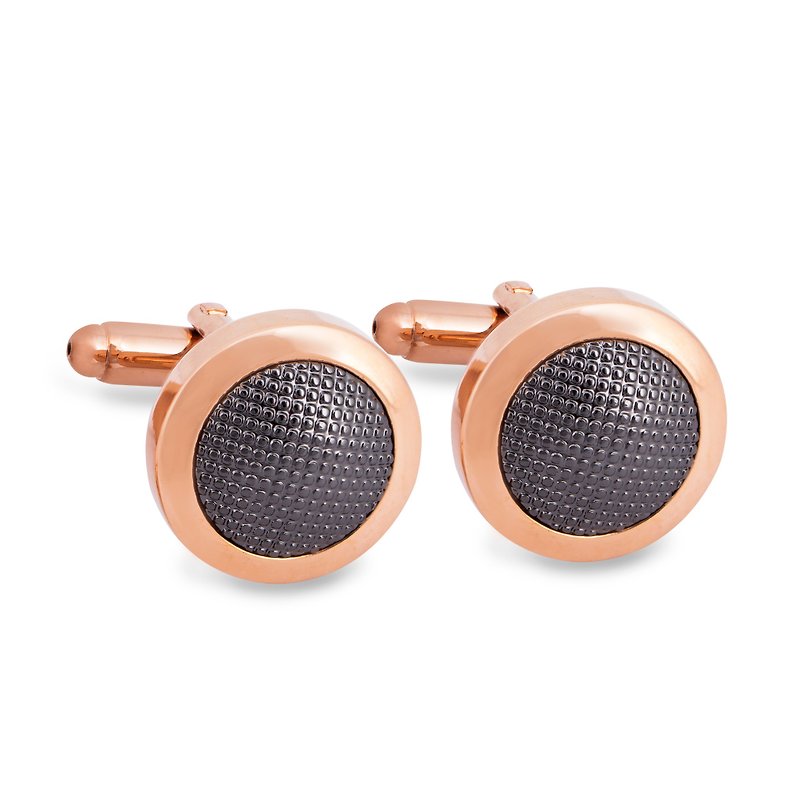 Rose Gold Cufflinks with Gunmetal details - Cuff Links - Other Metals Gold