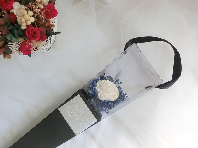 / Dry Flowers / Graduation - Portable Long Flower Tube - Blue White - Limited Mail - ช่อดอกไม้แห้ง - พืช/ดอกไม้ สีน้ำเงิน