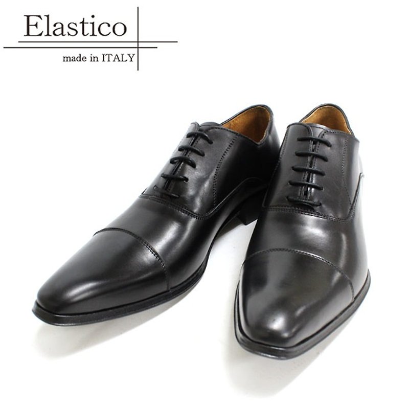 Elasticoイタリアの古典的な水平オックスフォードシューズ＃101紳士黒 -  ARGIS日本の手作り - 革靴 メンズ - 革 ブラック
