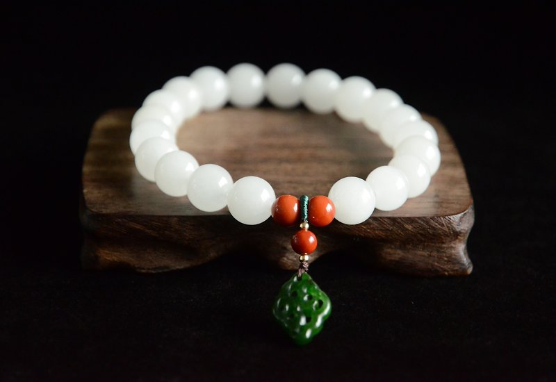 [White jade] natural Hetian white jade jasper fresh retro bracelet bracelet - Bracelets - Jade White