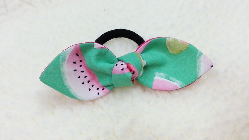 Watermelon double-sided rabbit ear / bow hair bundle [B171213] - เครื่องประดับผม - ผ้าฝ้าย/ผ้าลินิน หลากหลายสี
