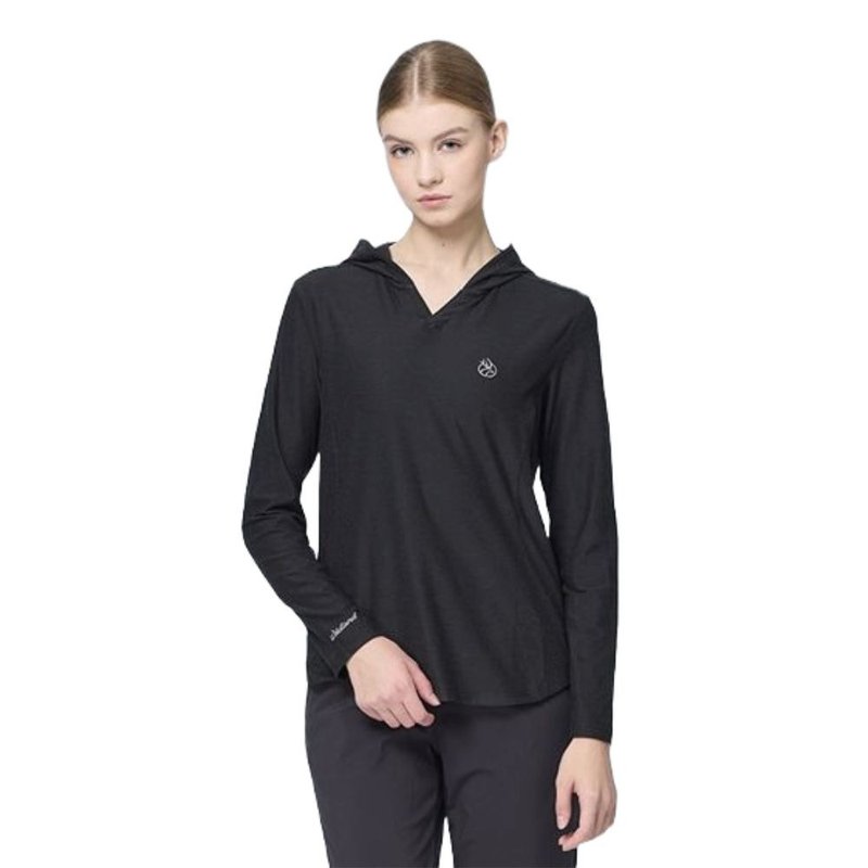 【Wildland】Super elastic two-color hooded thermal functional clothing for women 0B22619 - Women's Tops - Polyester Black