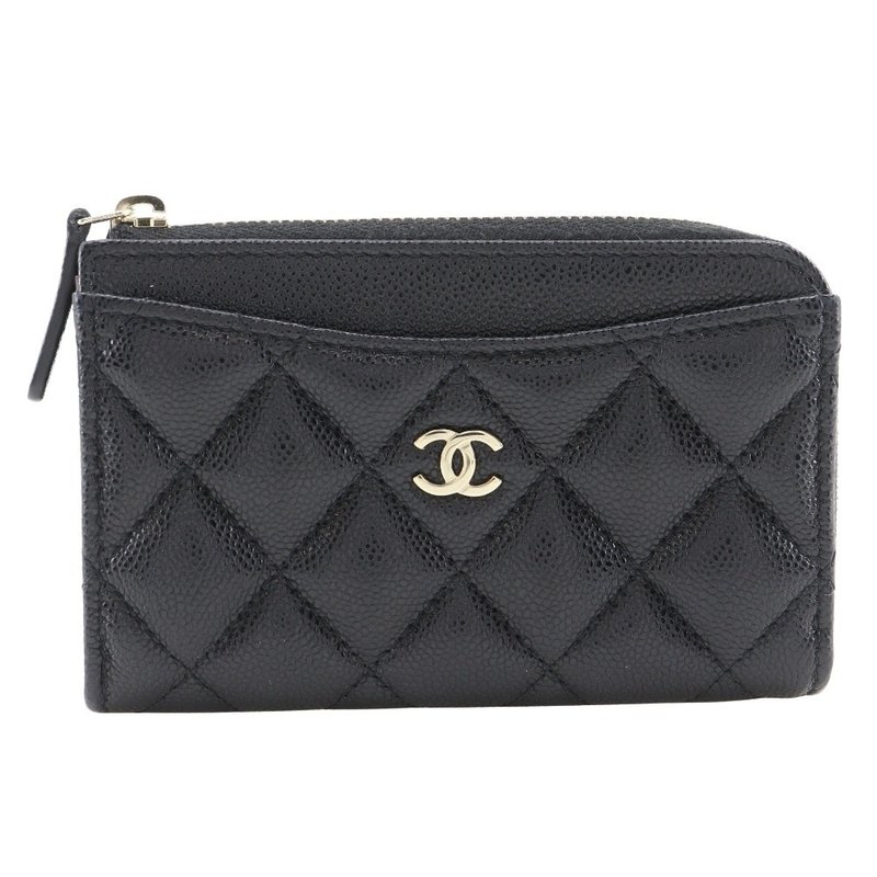 【日本直送】シャネル CHANEL マトラッセ コインケース L字ファスナー フラグメントケース キャビアスキン 黒 レディース【中古】 - 零錢包/小錢包 - 真皮 黑色