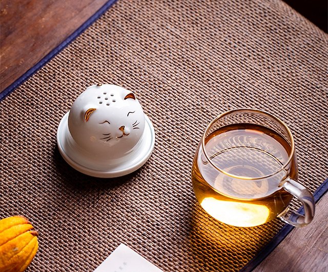 Useless everyday] cute cat/tea cup/heat-resistant glass cup/tea