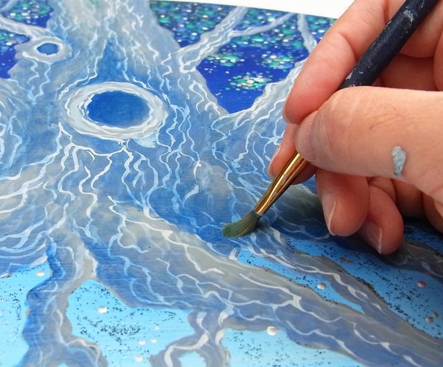 When the starbird is born blue】世界にひとつだけ 絵 幻想的 木