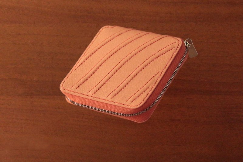 波紋拉鍊短夾 － Ripple compact zipper wallet - 長短皮夾/錢包 - 真皮 多色