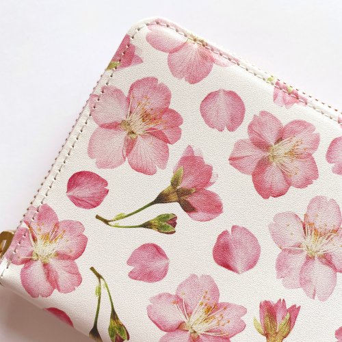 Full bloom Sakura pattern pressed flower leather long wallet - Shop TOUKA  Wallets - Pinkoi