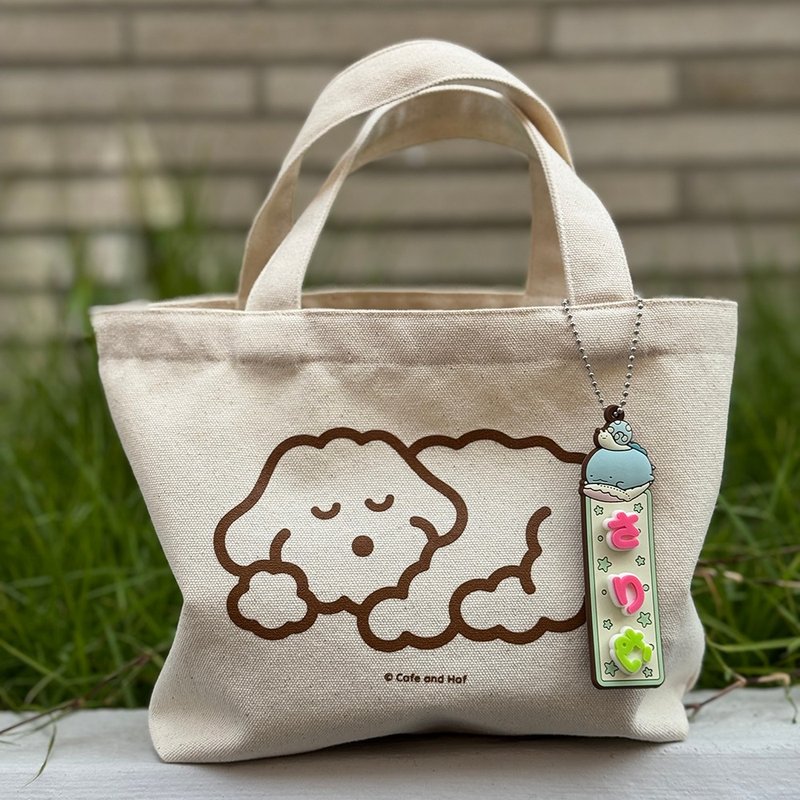 Sleeping Mori tote bag - 手提包/手提袋 - 棉．麻 咖啡色