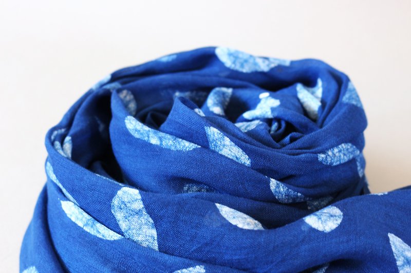 青色染料のスカーフ - 地球の葉 - その他 - コットン・麻 ブルー