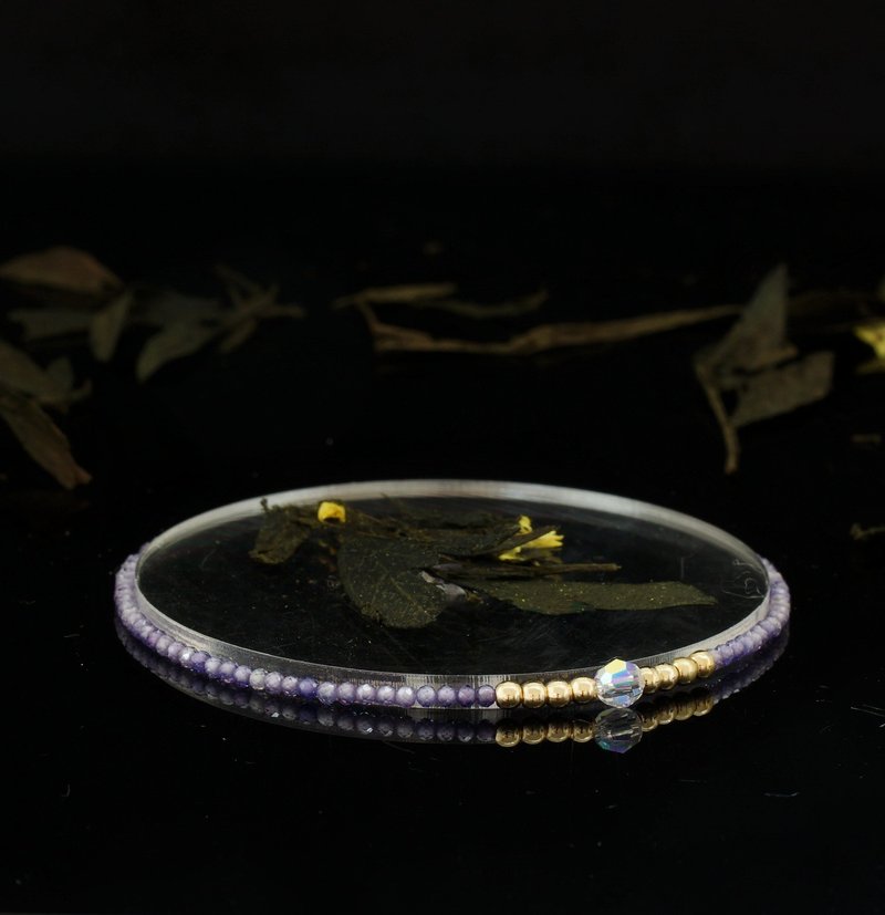 輕奢風 薰衣草鋯石 14KGF Swarovski 水晶手鍊 - 手鍊/手環 - 寶石 