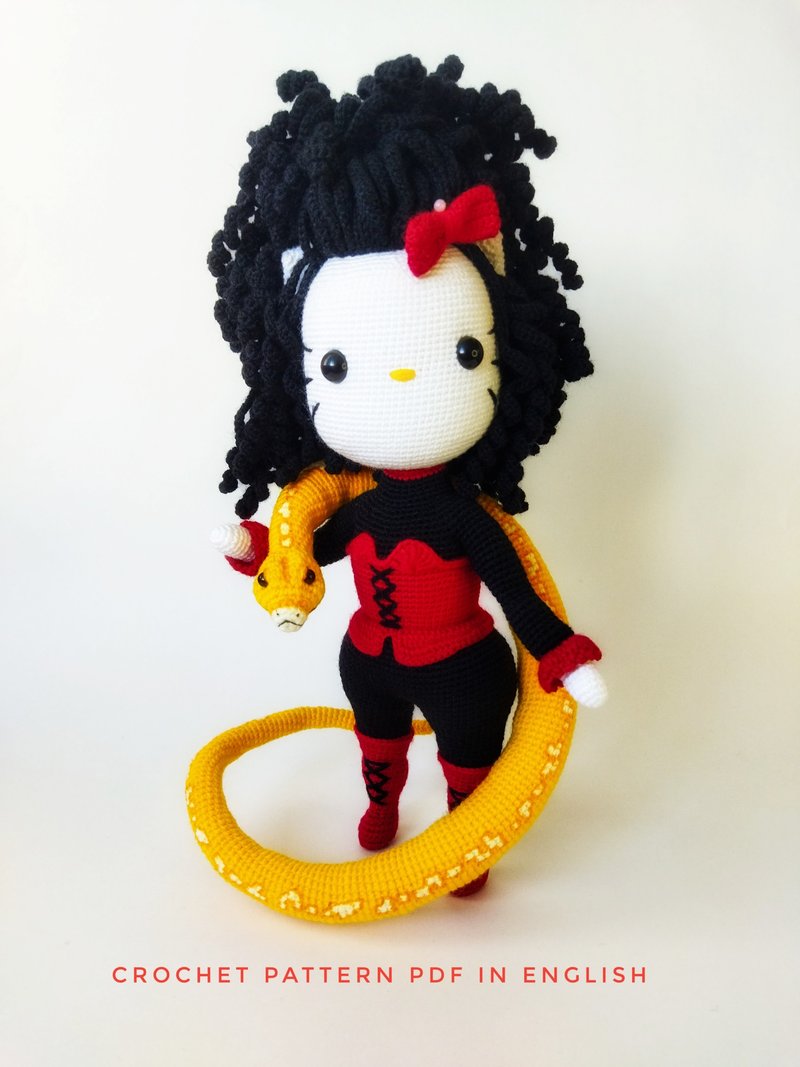 Miss Kitty小雕像与蟒蛇蛇amigurumi钩针图案英文PDF - 手工藝教學/工具書 - 其他材質 