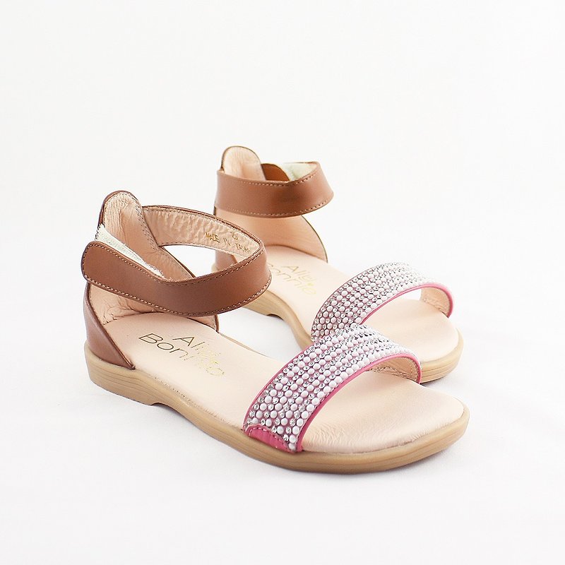 Diamond sugar leather children sandals-sweetheart peach - Kids' Shoes - Genuine Leather Pink