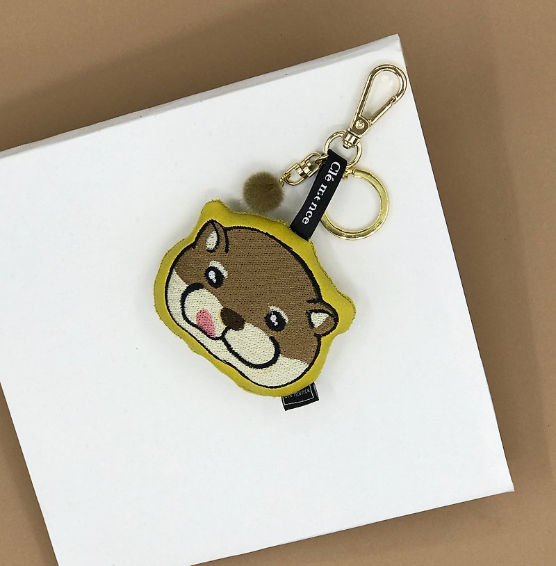 Otter Embroidery Charm Keyring Phone Screen Wipe - Keychains - Polyester Brown