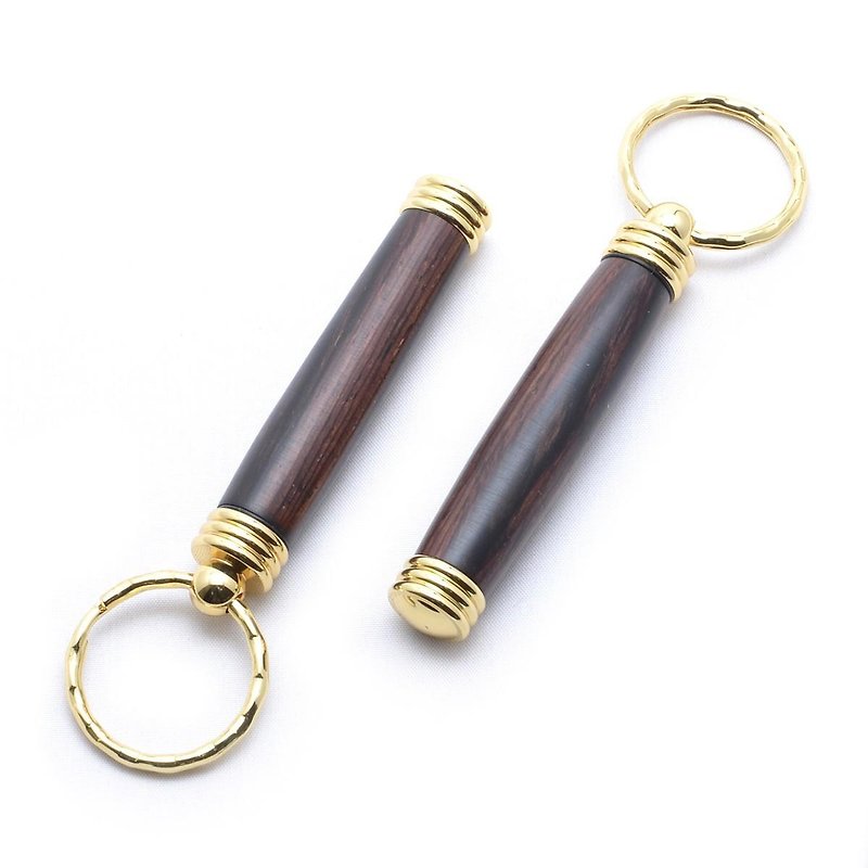 Handmade wooden portable toothpick holder key chain (cocobolo; 24-karat gold-plated) TOOTH-24G-CO - พวงกุญแจ - ไม้ สีทอง