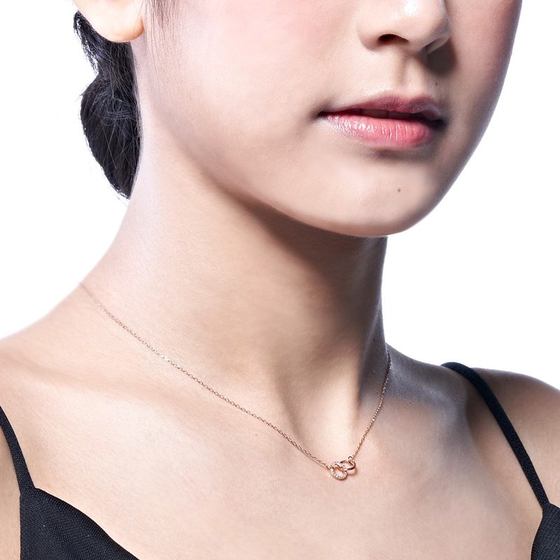 W Jewelry Light Jewelry | 10K Gold Double Ring Natural Diamond Necklace - Necklaces - Precious Metals Gold