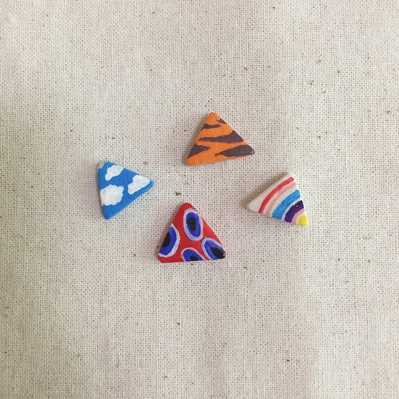 Lovely Triangle Stud Earrings Hand-painted Ornaments Clay Earrings Gifts Original Original Sunny - Earrings & Clip-ons - Clay 
