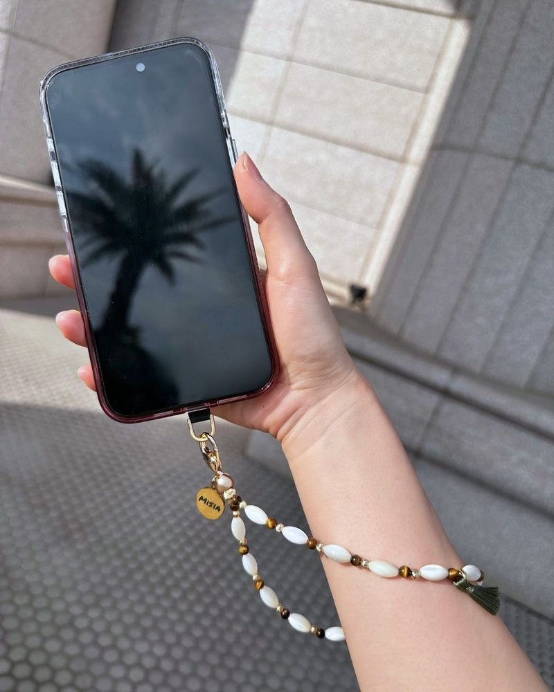 【MISIA】Phone Charm 天然水晶礦石手機吊飾-363虎眼石 - 吊飾/掛飾 - 水晶 