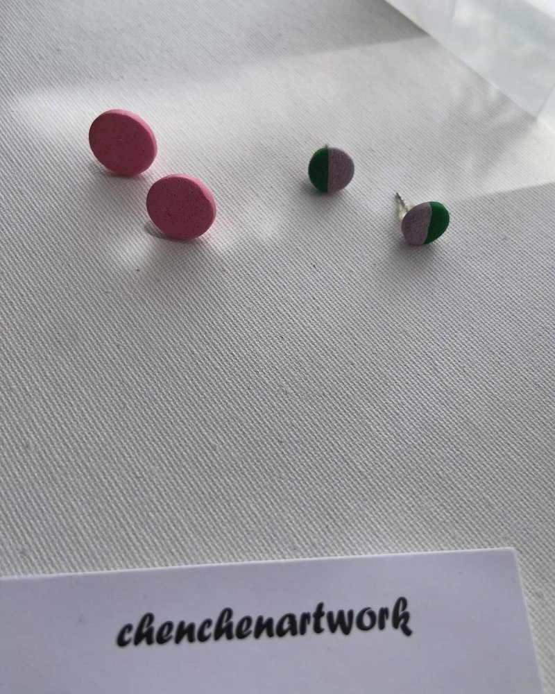 Circle earrings, dot pop style soft clay earrings, overseas exclusive design handmade earrings - Earrings & Clip-ons - Other Materials Multicolor