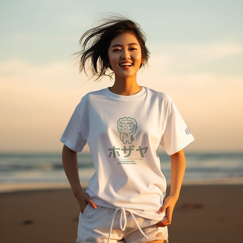 Free patron saint doll unisex pure cotton heavyweight good god T-shirt made in Taiwan - Women's T-Shirts - Cotton & Hemp White