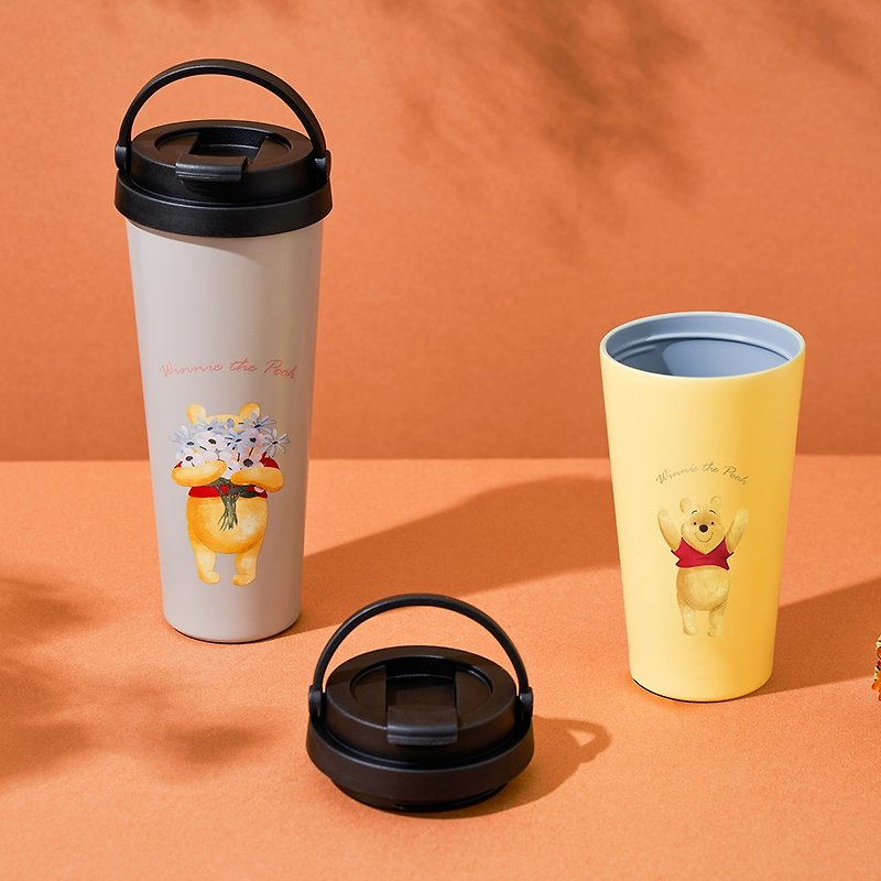 AURA-Disney Pooh limited lightweight ceramic easy-to-clean layer handle cup 500ML (yellow) - กระบอกน้ำร้อน - สแตนเลส หลากหลายสี