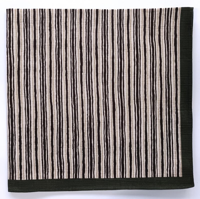 Stripe Furoshiki Bandana, 20 x 20 inches, Brown and Gold, 100% Cotton, Japanese - 手帕 - 棉．麻 綠色