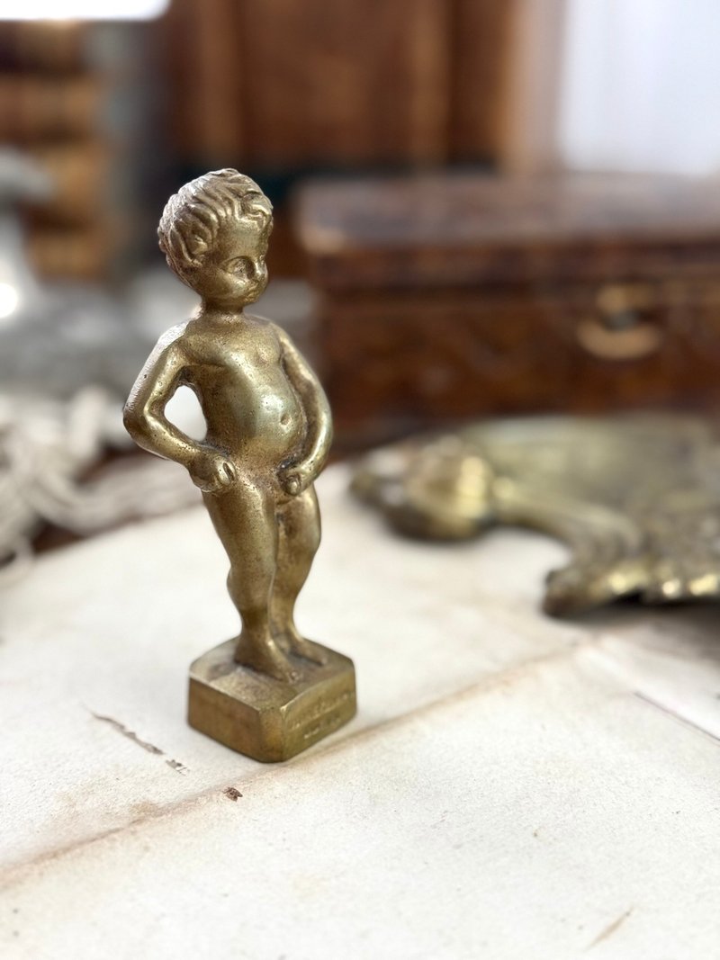 50119-經典比利時尿尿小童黃銅小雕像MANNEKEN-PIS BRUXELLES - 擺飾/家飾品 - 銅/黃銅 