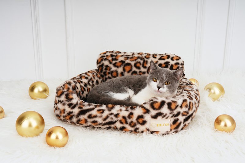 Mochi Japanese design pet nest/cat nest/pet bed/leopard print fashion pet sofa - Bedding & Cages - Polyester Khaki