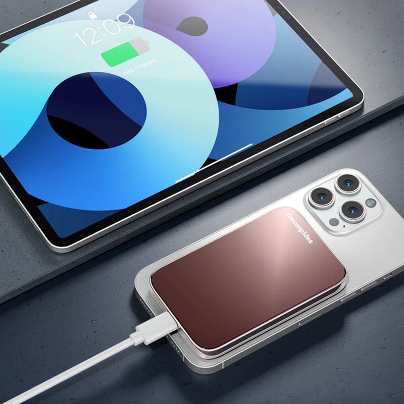 鏡面5000毫安磁吸行動電源 耀眼閃爍 手機無綫快充iPhone充電寶 - 行動電源/充電線 - 其他材質 金色