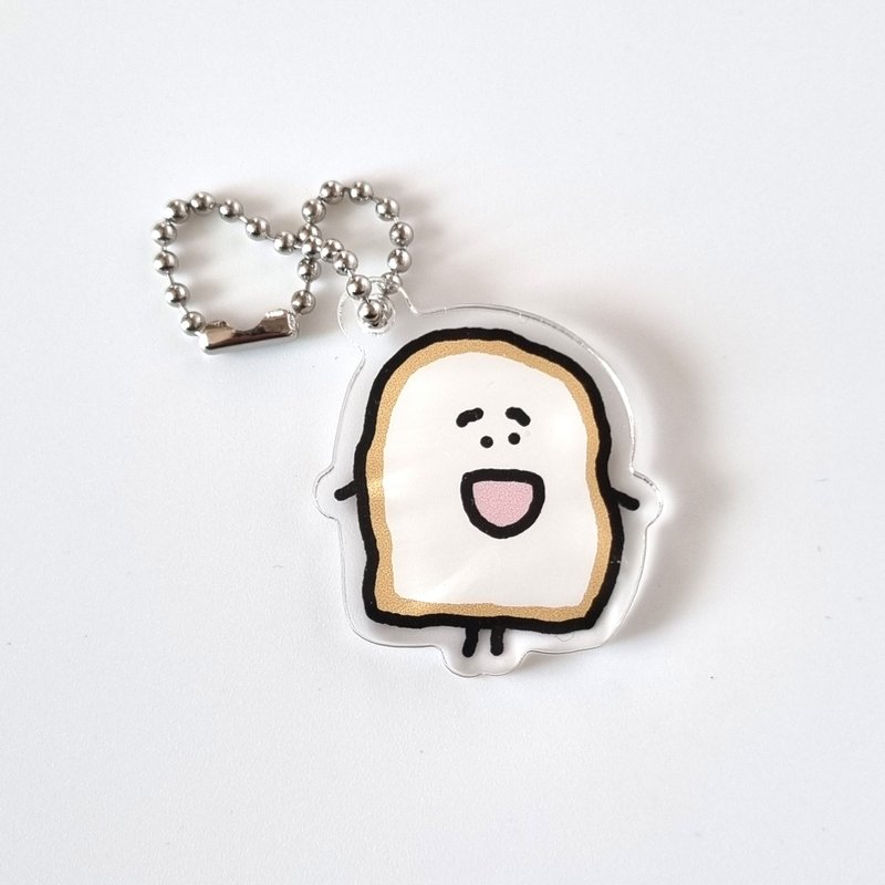 Yum-Yum Acrylic keyring - Bread - 鑰匙圈/鑰匙包 - 壓克力 粉紅色
