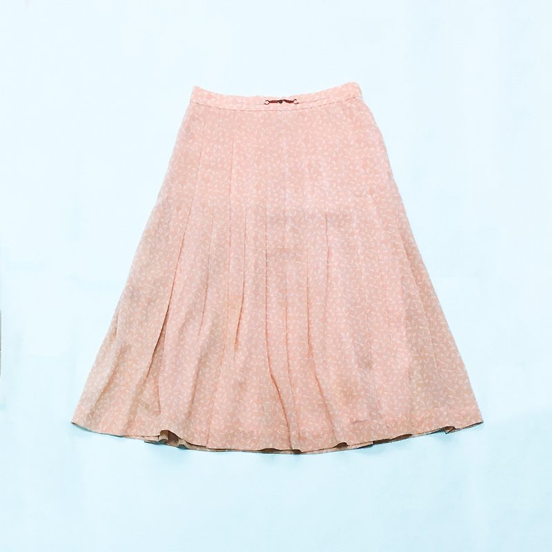 Skirt / Peach and White Pleated Skirt - Skirts - Polyester Orange