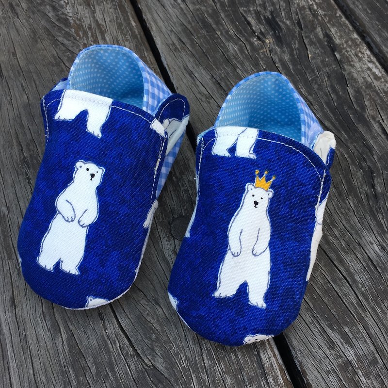シロクマの幼児の靴 - キッズシューズ - コットン・麻 ブルー