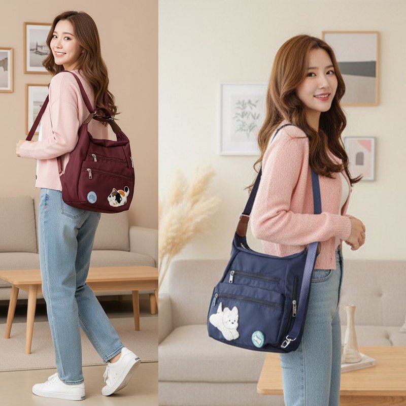 寶袋包 高地白梗 小花貓 毛巾繡  肩背 斜背 後背包【330108】 - 背囊/背包 - 防水材質 藍色