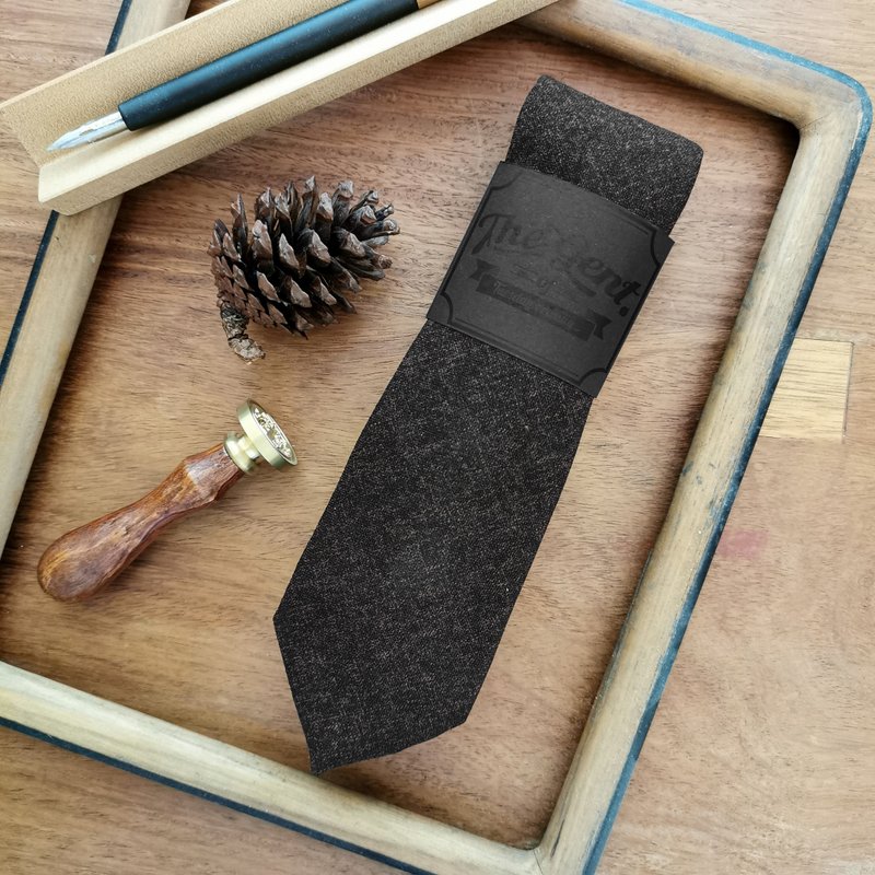 The GENT Dark Brown Gold - 領帶/領帶夾 - 棉．麻 咖啡色