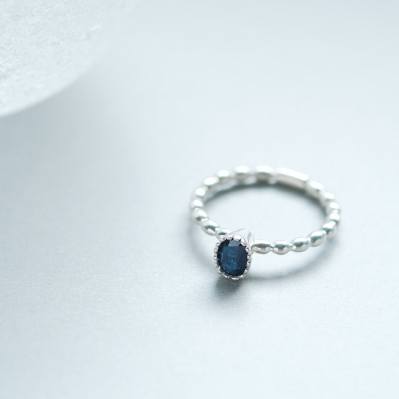 Natural sapphire grain ring Silver 925 - แหวนทั่วไป - โลหะ สีน้ำเงิน