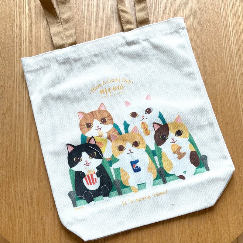 Meow tote bag - It's movie time - 側背包/斜背包 - 其他材質 多色