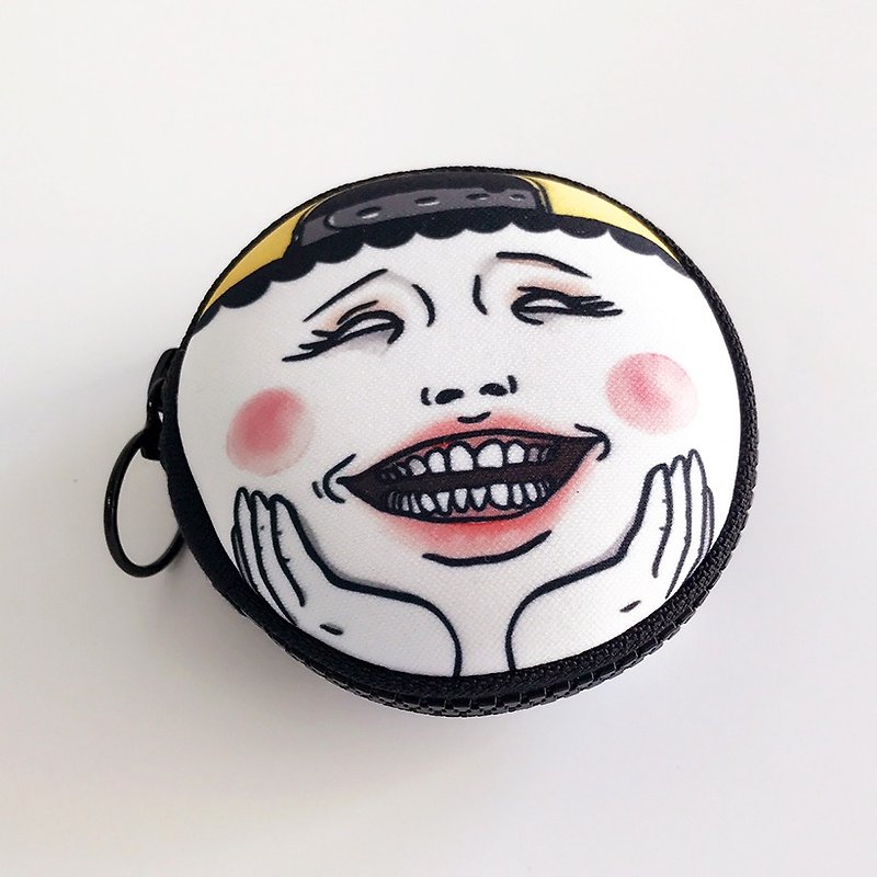 Smiling Eggheads Coin Holder - กระเป๋าใส่เหรียญ - เส้นใยสังเคราะห์ สีดำ