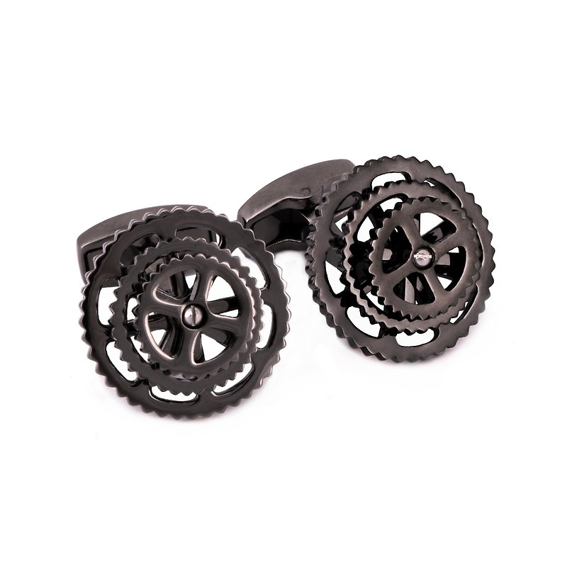 Gunmetal Bicycle Gear Cufflinks - Cuff Links - Other Metals Gray