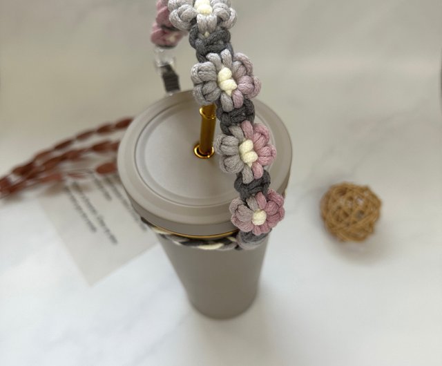 花柄の編み込み調節可能なドリンクコード。ドリンクストラップ/ギフト