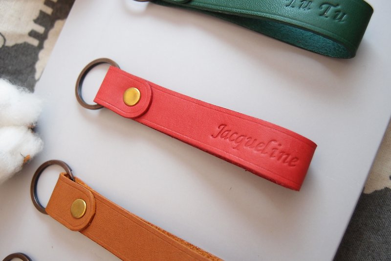 Leather key ring / Christmas red - Keychains - Genuine Leather Red