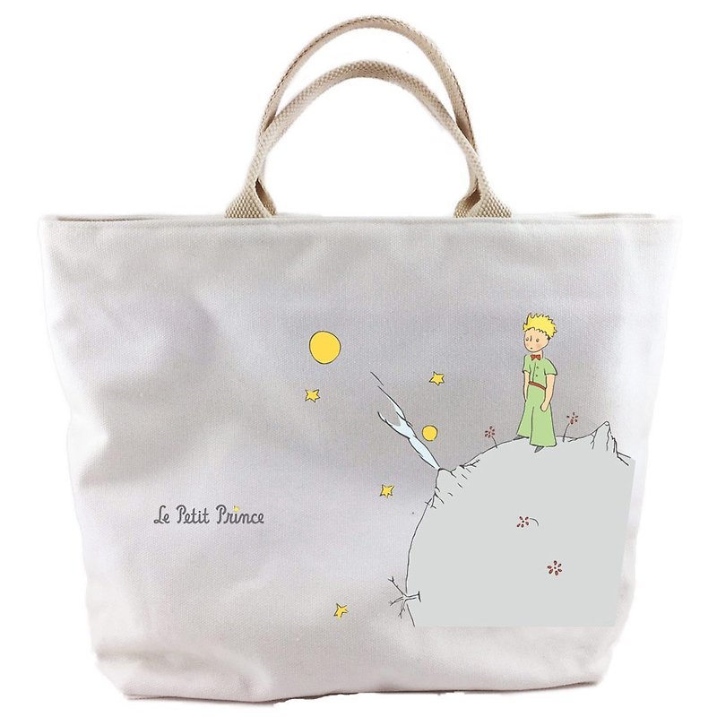 Little Prince Classic Edition License - [Zipper Canvas Bag - White] (Large) - กระเป๋าถือ - ผ้าฝ้าย/ผ้าลินิน ขาว